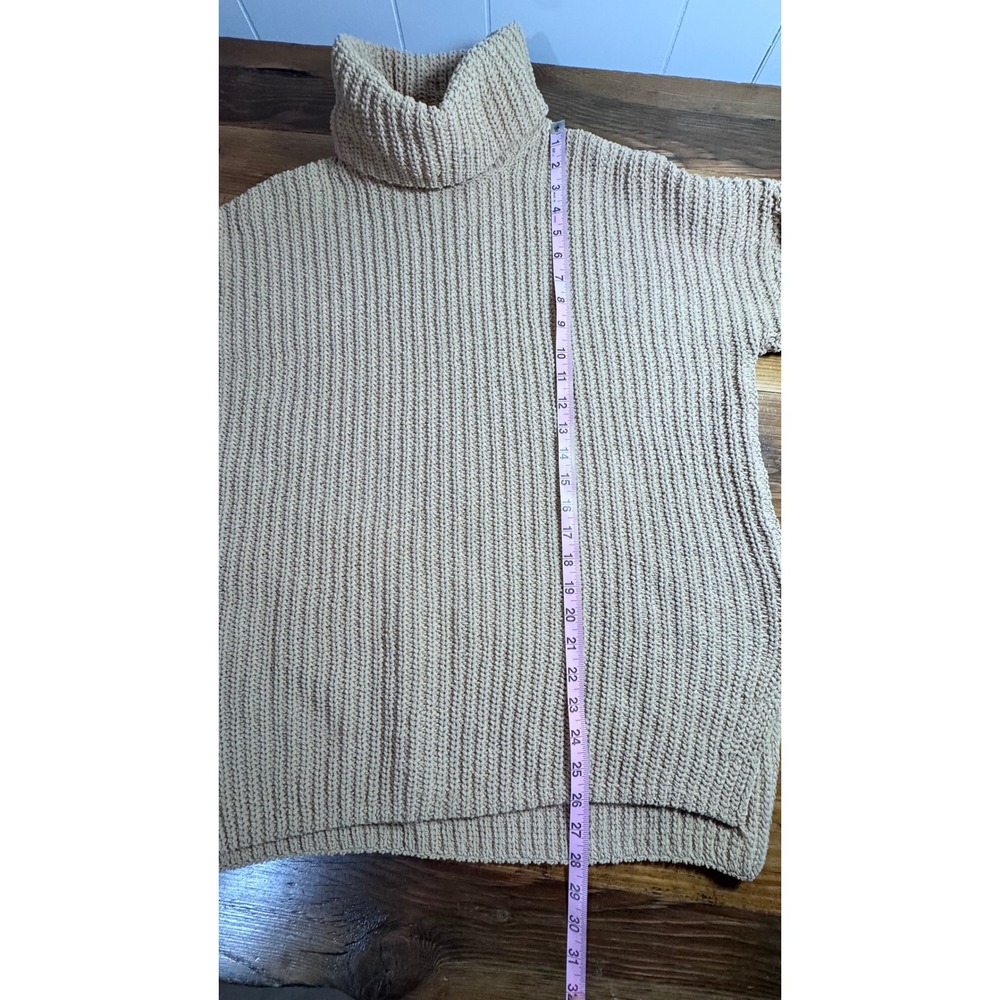 Abercrombie & Fitch Oversized Chunky Knit Turtleneck Sweater Tunic Camel Size S - Picture 5 of 9